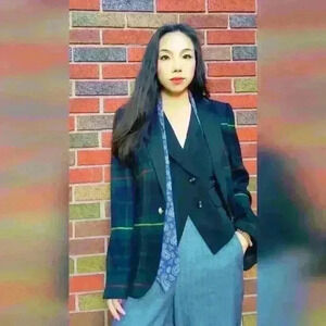 J crew collection green plaid blazer size xs 2